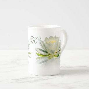 Water Lily with Customizable Monogram Bone China Mug