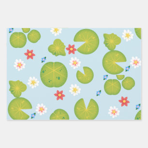 Water Lilypad Floral Pond  Wrapping Paper Sheet