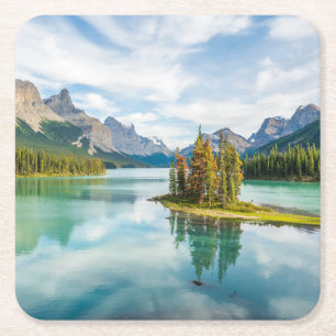 Water   Maligne Lake, Jasper National Park, Canada Square Paper Coaster