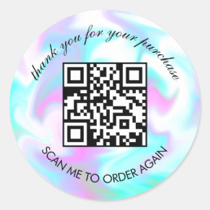 Water Marble Thank You QR Code Boutique Business Classic Round Sticker