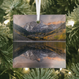 Water Maroon Bells Colorado Glass Ornament