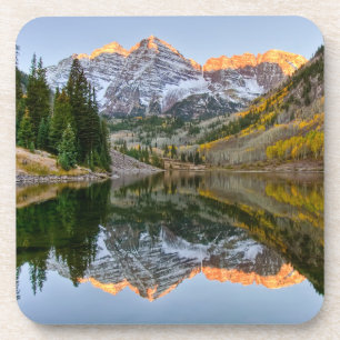 Water Maroon Bells Lake Aspen Trees Coaster