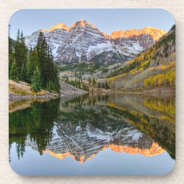 Water | Maroon Bells Lake Aspen Trees Coaster (Front)