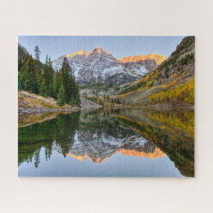 Water Maroon Bells Lake Aspen Trees Jigsaw Puzzle