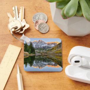 Water Maroon Bells Lake Aspen Trees Keychain