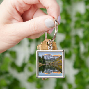 Water   Maroon Bells Lake Aspen Trees Keychain