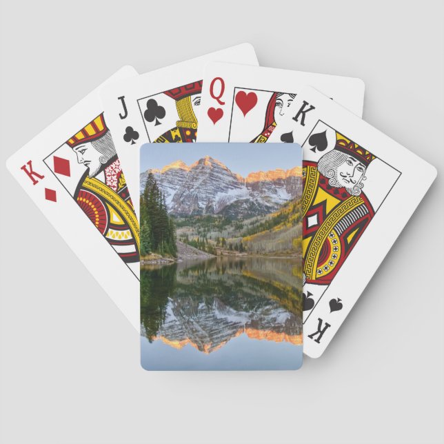 Water | Maroon Bells Lake Aspen Trees Playing Cards (Back)