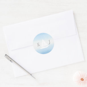 Water Meets Sky Watercolor Wedding Classic Round Sticker