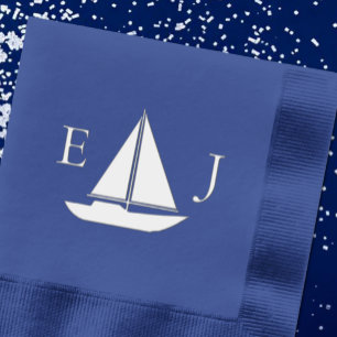 Water Meets Sky Watercolor Wedding Foil Napkins
