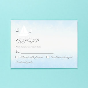 Water Meets Sky Watercolor Wedding RSVP Card
