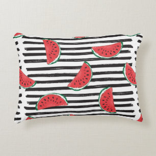 Water Melon Seamless Pattern Striped Accent Pillow