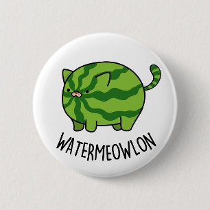 Water-meow-lon Cute Watermelon Cat Pun 2 Inch Round Button
