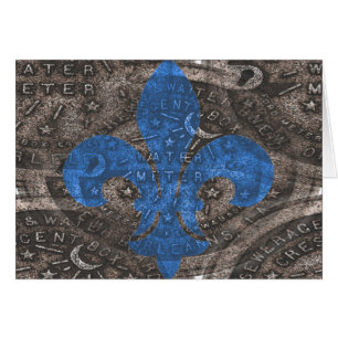 Water Meter lid with blue Fleur De Lis
