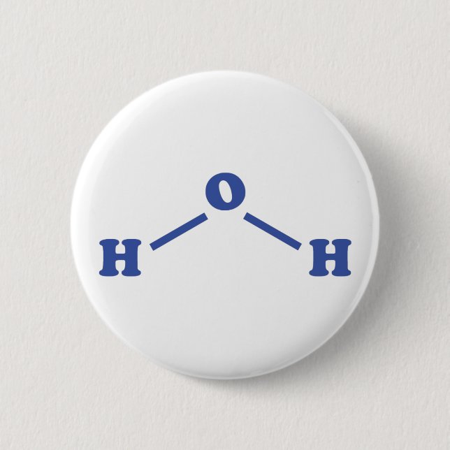 Water Molecular Chemical Formula 2 Inch Round Button (Front)