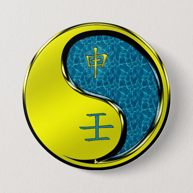 Water Monkey 3 Inch Round Button (Front)