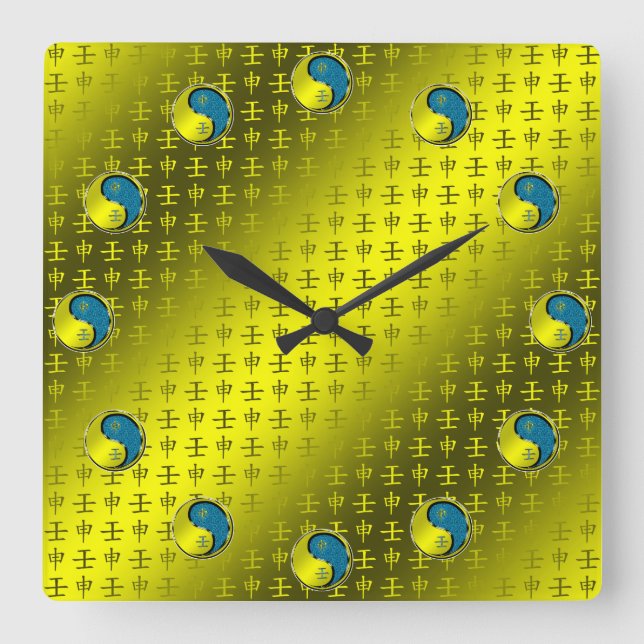 Water Monkey Square Wall Clock (Front)