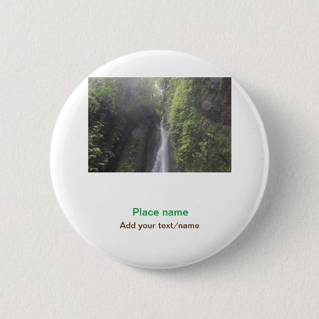 water ocean beach photo add name text place summer 2 inch round button (Front)