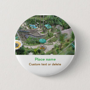 water ocean beach photo add name text place summer 2 inch round button