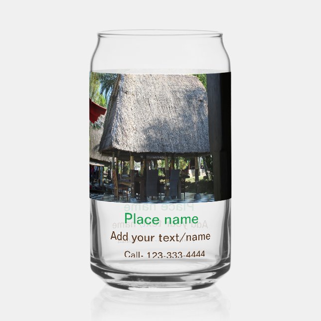 water ocean beach photo add name text place summer can glass (Front)