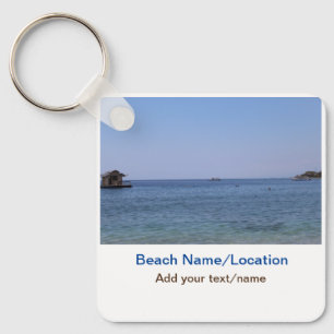 water ocean beach photo add name text place summer keychain