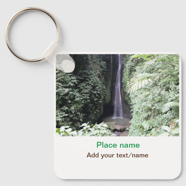 water ocean beach photo add name text place summer keychain (Front)