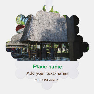water ocean beach photo add name text place summer ornament card