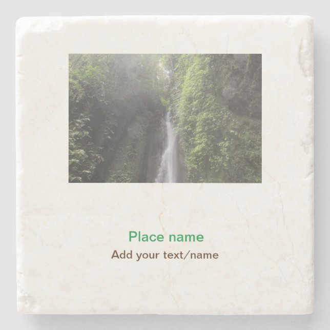 water ocean beach photo add name text place summer stone coaster (Front)