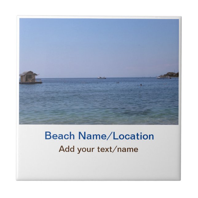 water ocean beach photo add name text place summer tile (Front)