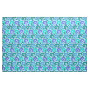Water Ocean Waves in Blue Nautical Beach Pattern Fabric