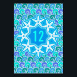 Water Ocean Waves Starfish Nautical Beach Wedding Table Number<br><div class="desc">The pretty ocean-inspired pattern on these party table cards shows water waves in varying shades of blue and teal green. It's a beautiful nautical design for anyone who loves the sea and the beach. The swirling waves of water will make you want to sail away. In the centre, white starfish...</div>