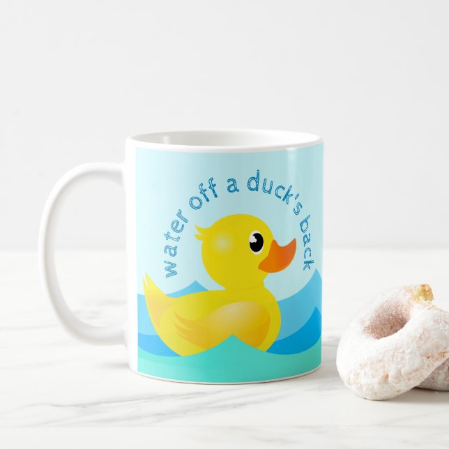 'Water Off A Duck's Back' Cute Rubber Ducks Coffee Mug (With Donut)