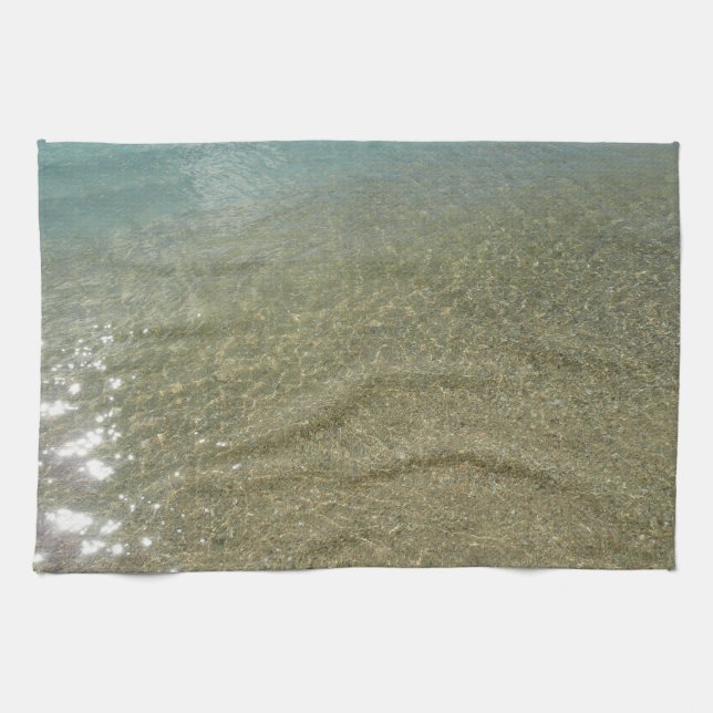Water on the Beach I Abstract Nature Photography Kitchen Towel (Horizontal)