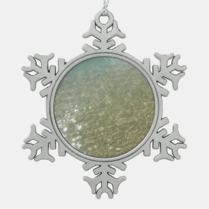 Water on the Beach I Abstract Nature Photography Snowflake Pewter Christmas Ornament