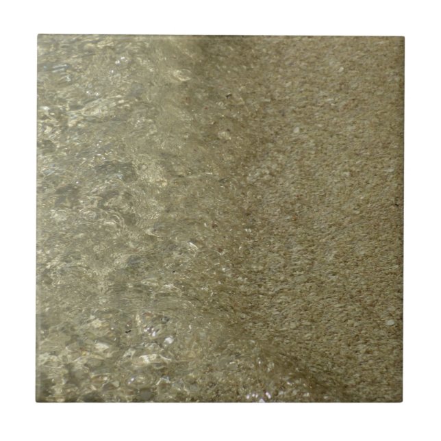 Water on the Beach II Abstract Nature Photography Tile (Front)