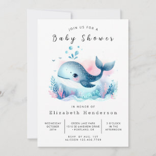 Water Online Whale Baby Shower Invitation
