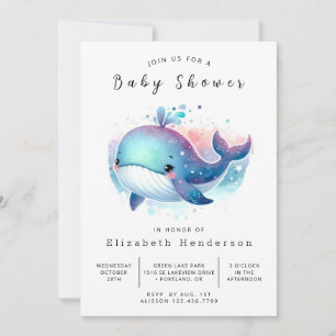 Water Online Whale Baby Shower Invitation