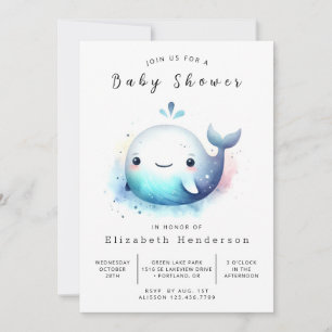 Water Online Whale Baby Shower Invitation
