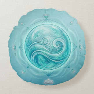 Water Oracle Orb – Flow of Intuition Round Pillow