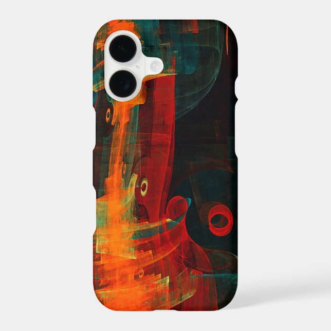 Water Orange Red Blue Modern Abstract Art Pattern (Back)