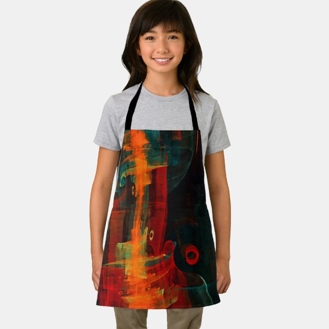 Water Orange Red Blue Modern Abstract Art Pattern Apron (Insitu)