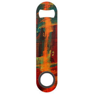 Water Orange Red Blue Modern Abstract Art Pattern Bar Key