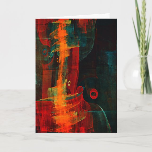 Water Orange Red Blue Modern Abstract Art Pattern Card (Front)