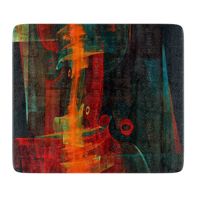 Water Orange Red Blue Modern Abstract Art Pattern Cutting Board (Front)