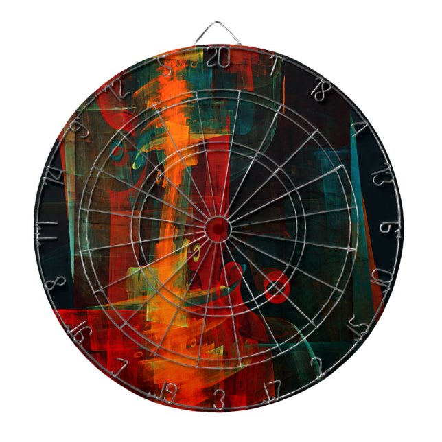 Water Orange Red Blue Modern Abstract Art Pattern Dartboard (Front)
