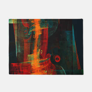 Water Orange Red Blue Modern Abstract Art Pattern Doormat