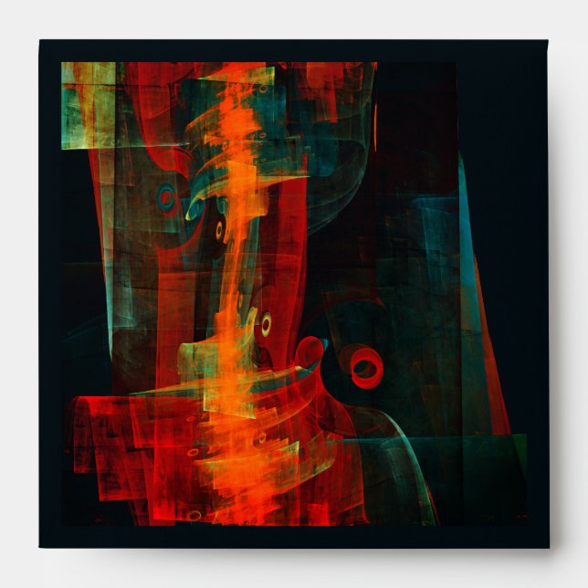 Water Orange Red Blue Modern Abstract Art Pattern Envelope (Front)