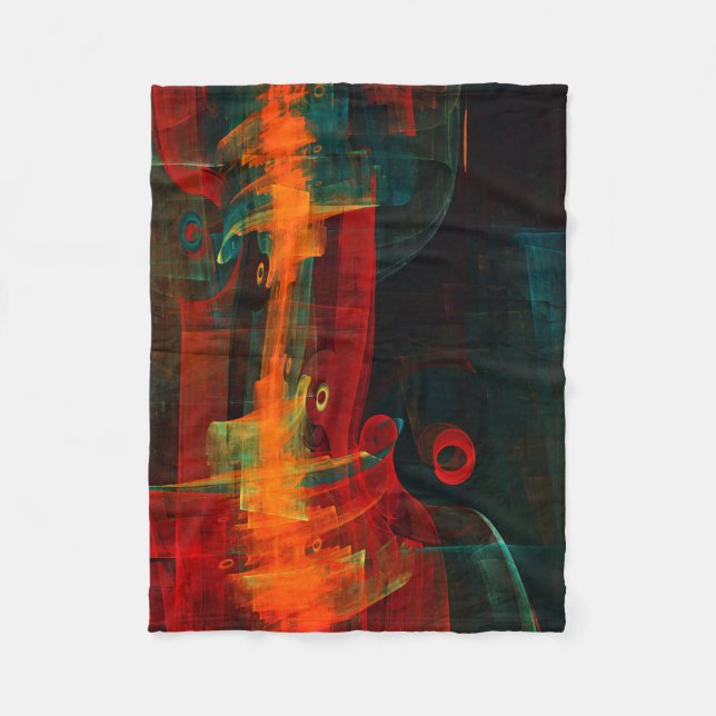 Water Orange Red Blue Modern Abstract Art Pattern Fleece Blanket (Front)