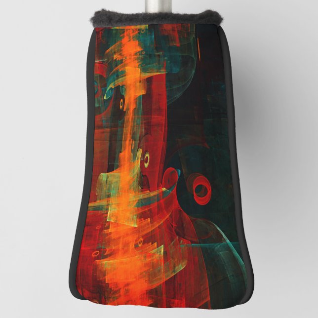 Water Orange Red Blue Modern Abstract Art Pattern Golf Head Cover (Rotate 90)