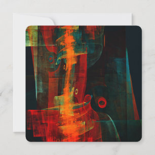 Water Orange Red Blue Modern Abstract Art Pattern Invitation