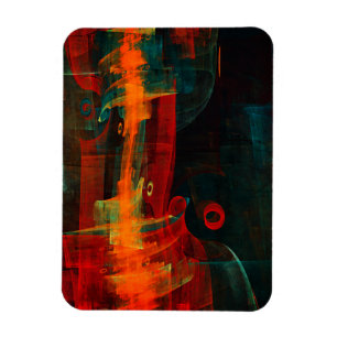 Water Orange Red Blue Modern Abstract Art Pattern Magnet